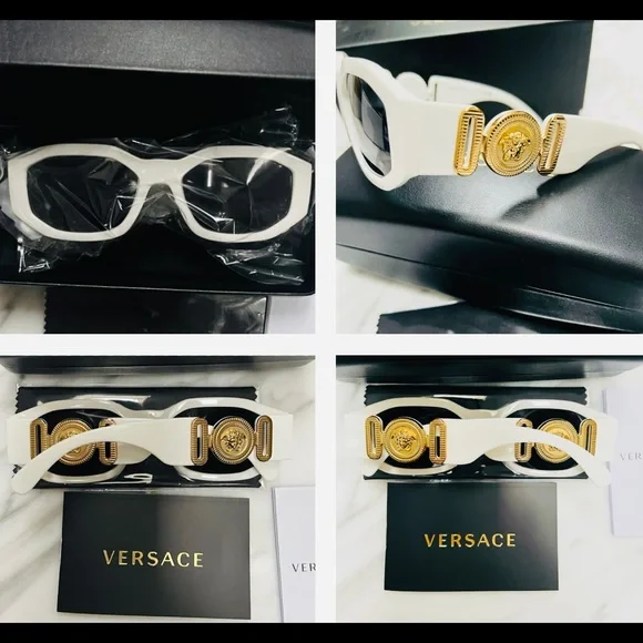 VERSACE UNISEX TOP 8 SPRING/SUMMER COLLECTION, STRIKING WHITE & GOLD SUNGLASSES